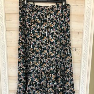 Floral Print Ruffle Hem Maxi Skirt